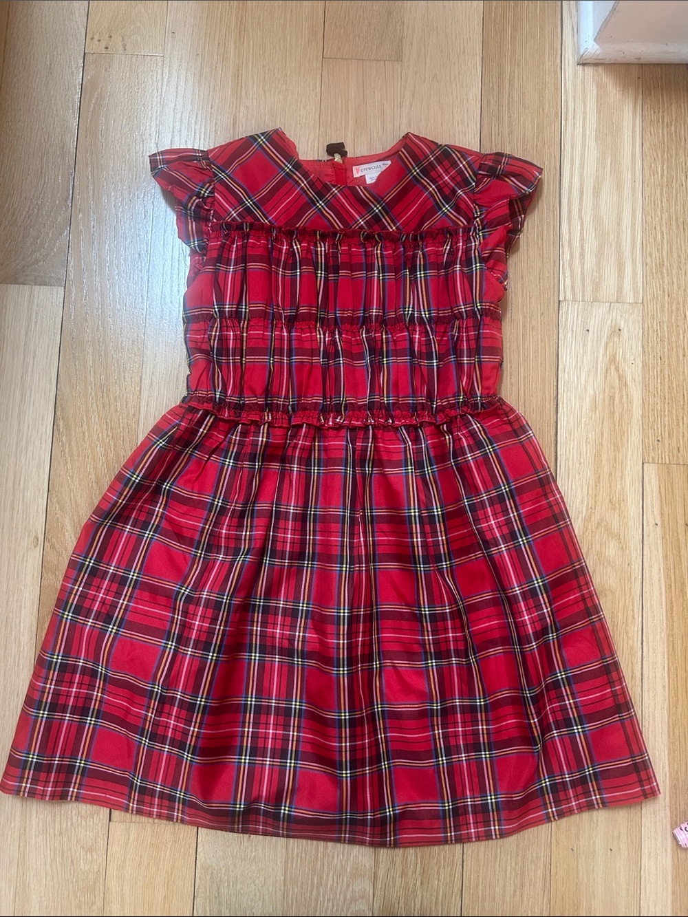 Crewcuts Red Plaid Ruffle Sleeve Dress holiday